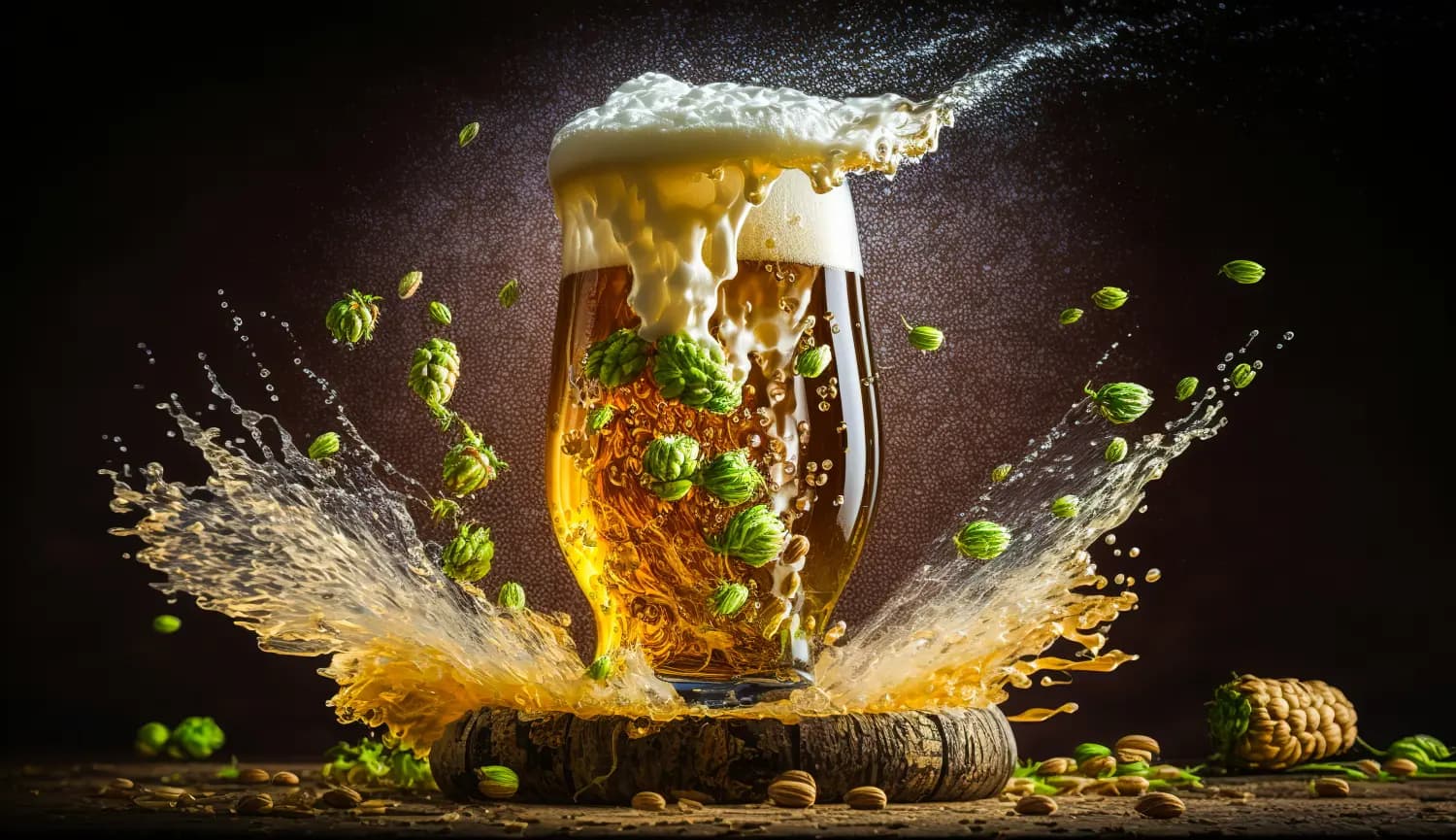 Schaumiges Bier spritzt aus Glas